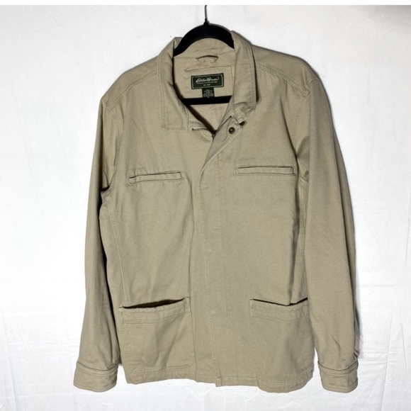 SOLD-Eddie Bauer Tan Cotton Denim Chore Jacket M - Picture 1 of 16